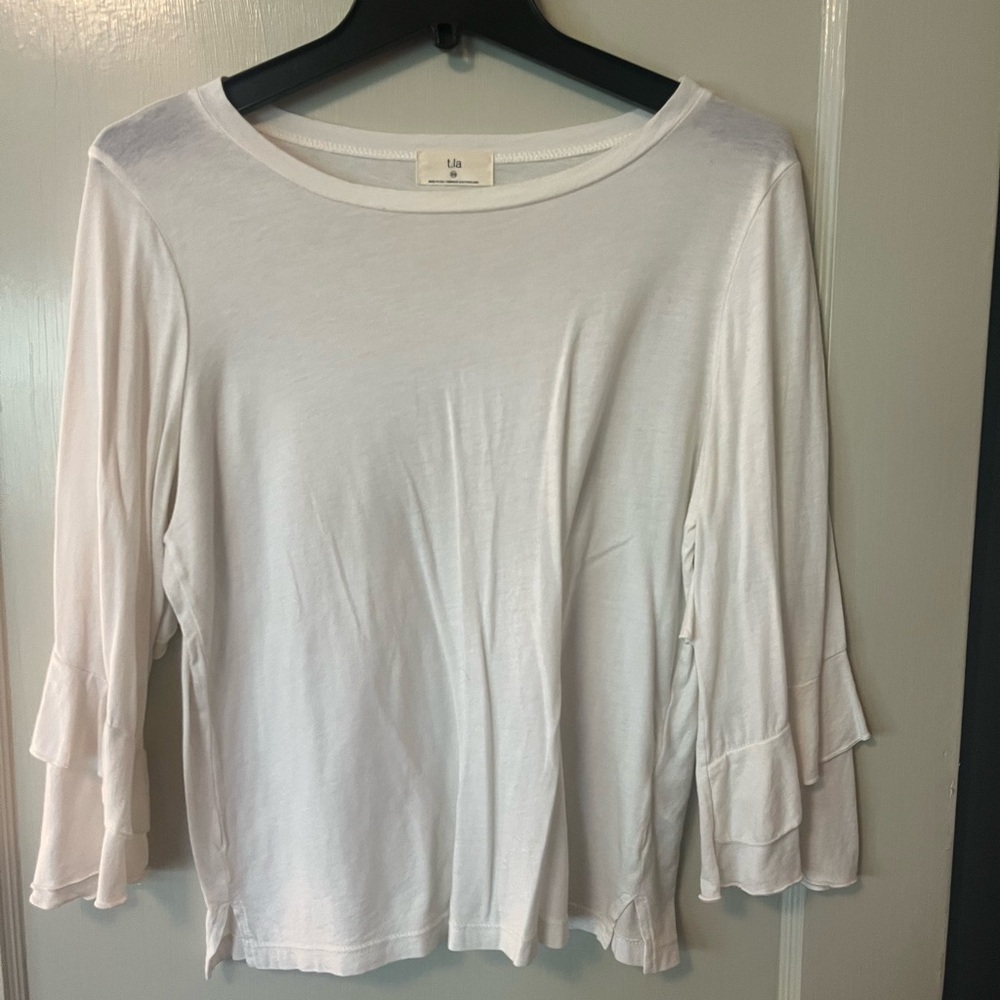 Women's White Ruffle Sleeve Top
